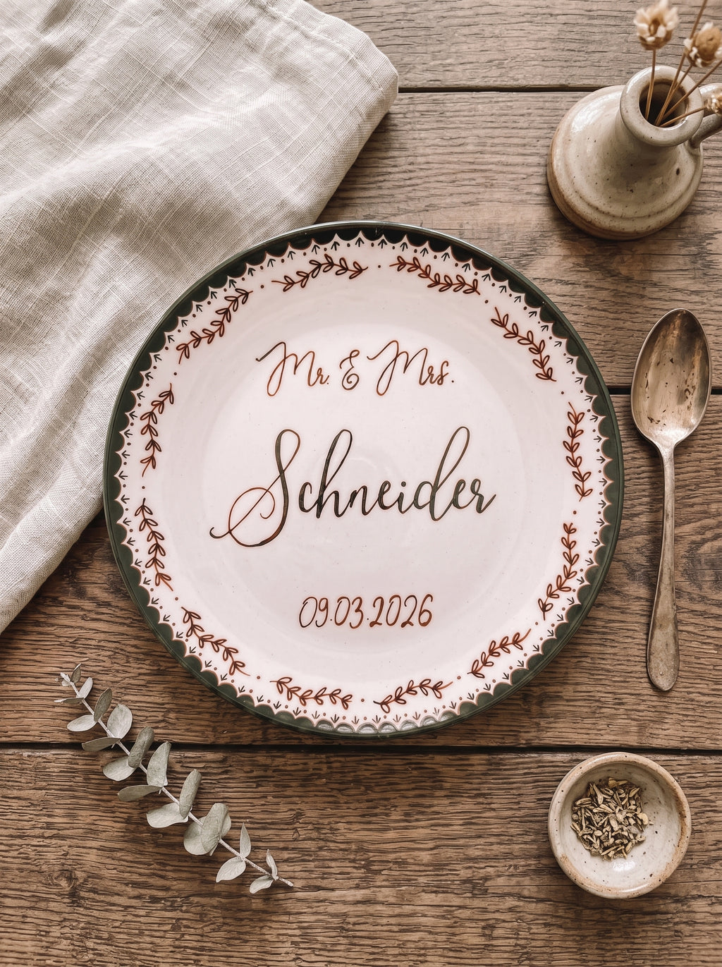 Last Name Wedding Plate